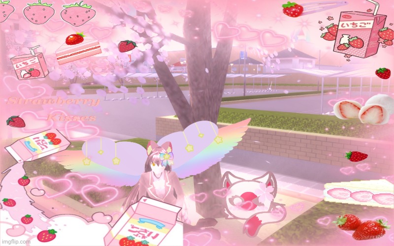 Me sitting on sakura tree with japan x3 (sakura school simulator) | image tagged in countryballs,kawaii,yume kawaii,cutecore,sakuraschoolsimulator,japan | made w/ Imgflip meme maker