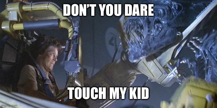 Alien Ripley | DON’T YOU DARE TOUCH MY KID | image tagged in alien ripley | made w/ Imgflip meme maker