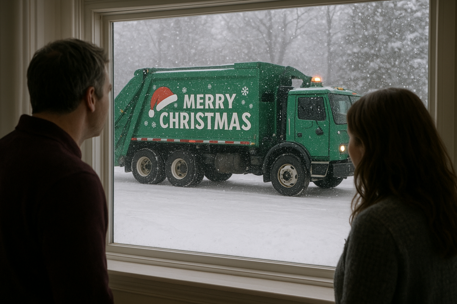 Christmas garbage truck Blank Meme Template