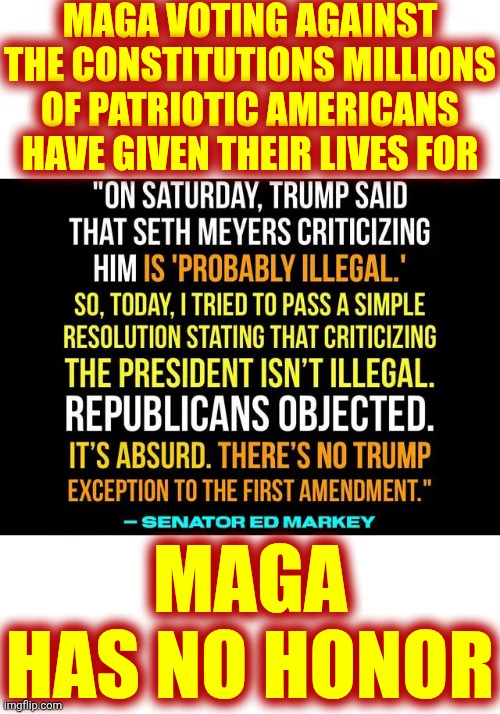 Maga Has NO Honor | MAGA VOTING AGAINST THE CONSTITUTIONS MILLIONS OF PATRIOTIC AMERICANS HAVE GIVEN THEIR LIVES FOR; MAGA HAS NO HONOR | image tagged in memes,lock him up,terrorists,special kind of stupid,maga terrorists,nazis | made w/ Imgflip meme maker