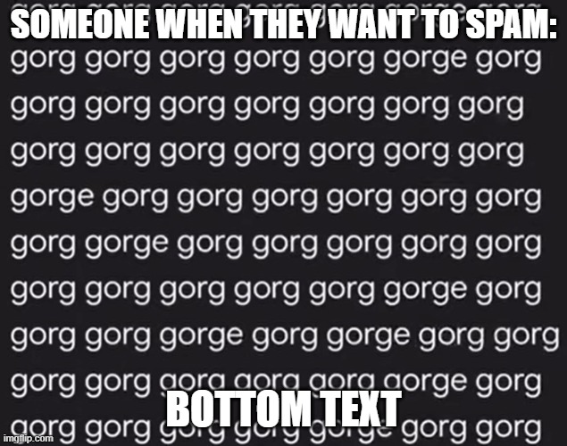 Meme Example to g o r g, Did i Cook, chat? | SOMEONE WHEN THEY WANT TO SPAM:; BOTTOM TEXT | image tagged in g o r g,example,viral meme,funny memes,viral template | made w/ Imgflip meme maker