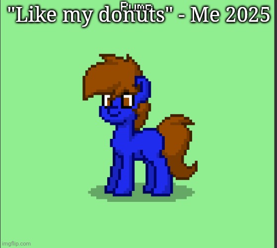 Pony Pump except in Pony Town | "Like my donuts" - Me 2025 | image tagged in pony pump except in pony town | made w/ Imgflip meme maker