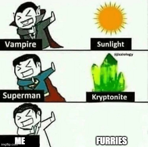 Vulnerable Dude | FURRIES; ME | image tagged in vulnerable dude,memes,funny,fun,anti furry,stop reading the tags | made w/ Imgflip meme maker