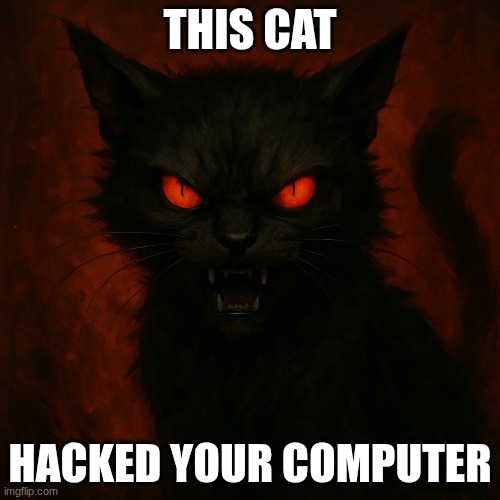 the only way to fix this is to upvote. | THIS CAT; HACKED YOUR COMPUTER | image tagged in idk what to put here | made w/ Imgflip meme maker