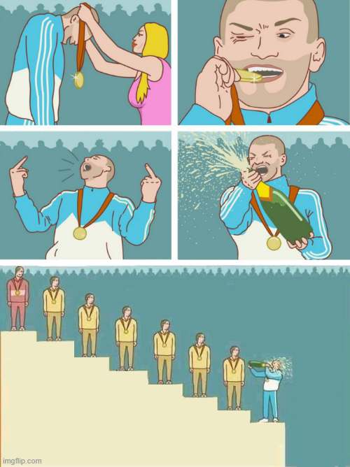 8th place guy celebrating Blank Meme Template