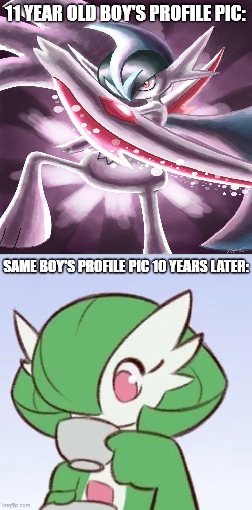 glad he didn't stop liking pokémon | 11 YEAR OLD BOY'S PROFILE PIC:; SAME BOY'S PROFILE PIC 10 YEARS LATER: | image tagged in pokemon,memes,funny,growing up,badass,nintendo | made w/ Imgflip meme maker