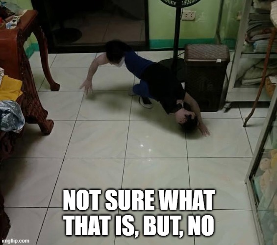 Creept Crawly | NOT SURE WHAT THAT IS, BUT, NO | image tagged in cursed image | made w/ Imgflip meme maker