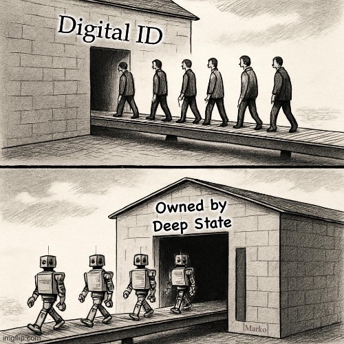 Line Up  --  Sign Up  --  Give Your Life Away | Digital ID; Owned by
Deep State; Marko | image tagged in memes,not only your freedom gets surrendered,everyone elses too,all future generations,lefty puke fjb voters kissmyass | made w/ Imgflip meme maker