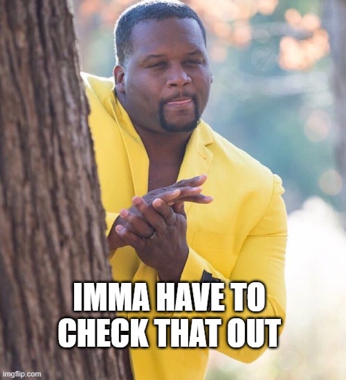 Black guy hiding behind tree | IMMA HAVE TO CHECK THAT OUT | image tagged in black guy hiding behind tree | made w/ Imgflip meme maker