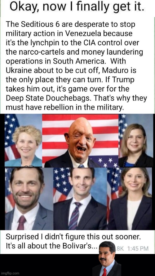 Venezuela Deep State scheme & the Seditious 6 | image tagged in seditios 6,black background,venezuela | made w/ Imgflip meme maker