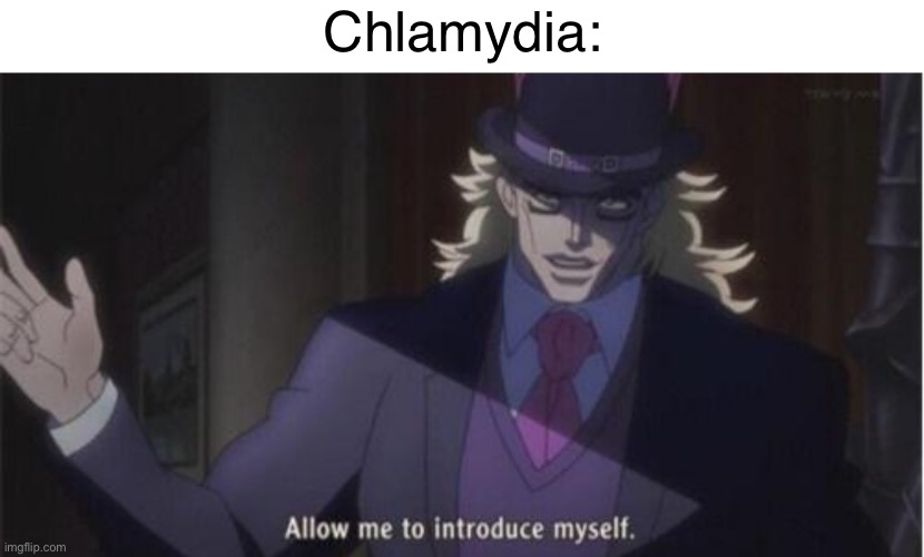 Allow me to introduce myself(jojo) | Chlamydia: | image tagged in allow me to introduce myself jojo | made w/ Imgflip meme maker
