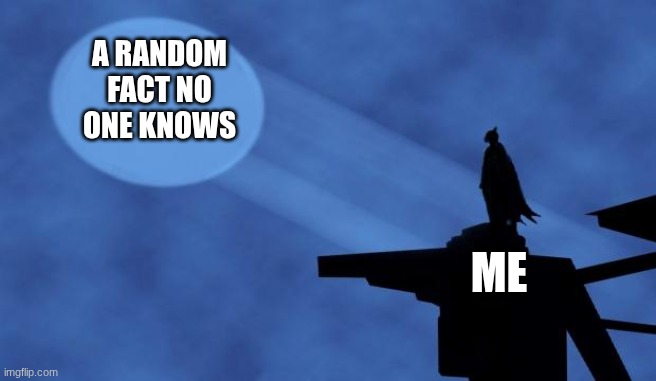 batman signal | A RANDOM FACT NO ONE KNOWS; ME | image tagged in batman signal | made w/ Imgflip meme maker