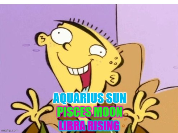Ed's Astrological Placements | AQUARIUS SUN; PISCES MOON; LIBRA RISING | image tagged in astrology,cartoons,ed edd n eddy,cartoon network | made w/ Imgflip meme maker