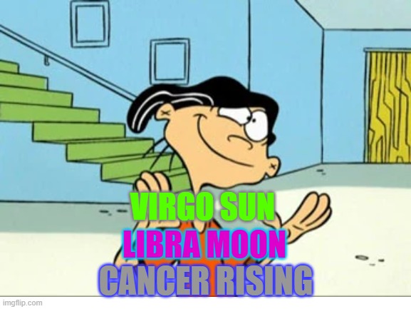 Edd (Double D's) Astrological Placements | VIRGO SUN; LIBRA MOON; CANCER RISING | image tagged in cartoons,astrology,ed edd n eddy,cartoon network | made w/ Imgflip meme maker