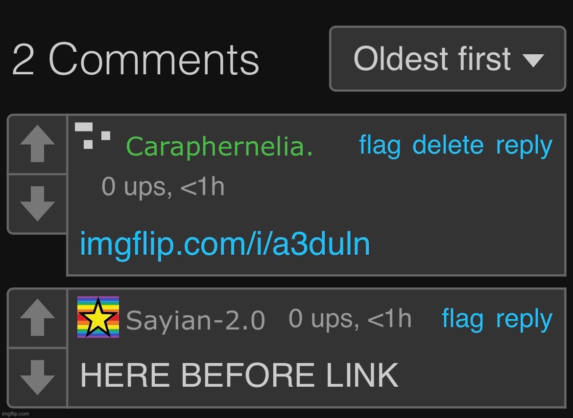 ‘Here before link’ | made w/ Imgflip meme maker