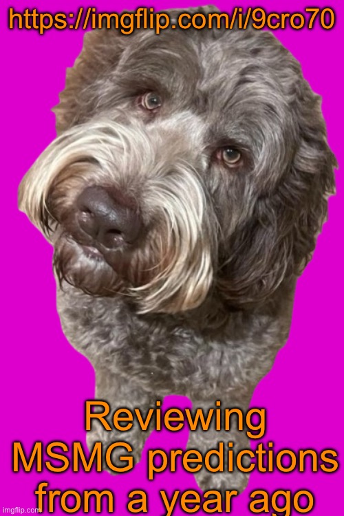 https://imgflip.com/i/9cro70 | https://imgflip.com/i/9cro70; Reviewing MSMG predictions from a year ago | image tagged in northers dog transparent | made w/ Imgflip meme maker