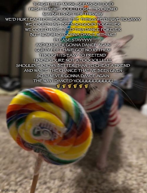 silly goober | TONGIHT THE MUSIC SEEMS SO LOUD
I WISH THAY WE COULD LOSE THIS CROWD
MAYBE ITS BETTER THIS WAY
WE’D HURT EACH OTHER WITH THE THINGS WE’D HAVE TO SAYYY
WE COULD HAVE BEEN SO GOOD TOGETHER
WE COULD HAVE LIVED THIS DANCE FOREVER
BUT NOW WHOS GONNA DANCE WITH ME?
PLEASE STAYYYYY
AND IM NEVER GONNA DANCE AGAIN
GUILTY FEET HAVE GOT NO RYTHEM
THOUGH ITS EASY TO PRETEND 
I KNOW YOURE NOT A FOOOOLLLLLL
SHOULDVE KNOWN BETTER THAN TO CHEAT A FRIEND
AND WASTE THE CHANCE THAT IVE BEEN GIVEN
SO IM NEVER GONNA DANCE AGAIN
THE WAY I DANCED YOUUUUUUUUUU
🎷🎷🎷🎷🎷🎷 | image tagged in silly goober | made w/ Imgflip meme maker