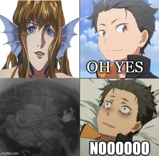 subaru demon mermaid meme | OH YES; NOOOOOO | image tagged in natsuki subaru yes no,the little mermaid,demons,anime,high-pitched demonic screeching | made w/ Imgflip meme maker