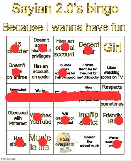 Sayian 2.0’s Bingo | image tagged in sayian 2 0 s bingo | made w/ Imgflip meme maker