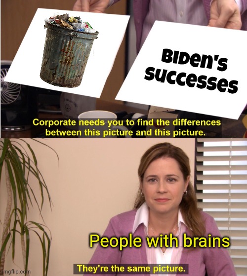 They're The Same Picture Meme | Biden's successes People with brains | image tagged in memes,they're the same picture | made w/ Imgflip meme maker