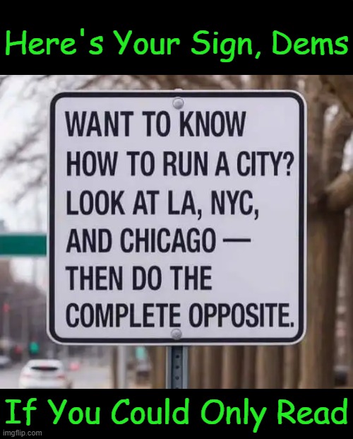 The Truth Hurts | Here's Your Sign, Dems; If You Could Only Read | image tagged in democrats,opposite day,dumb people,liberals vs conservatives,political humor,so true | made w/ Imgflip meme maker