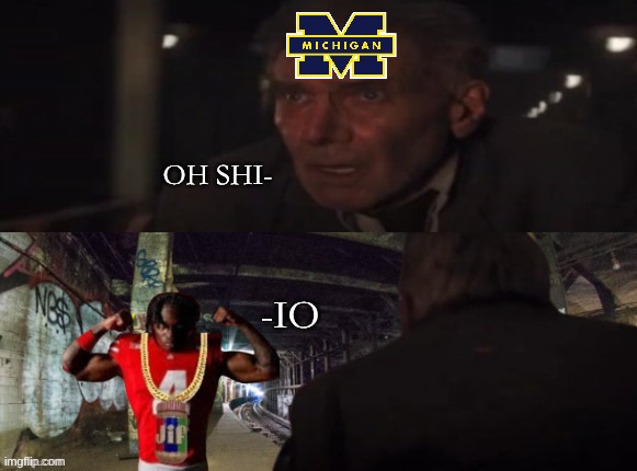 Jeremiah Smith meme | OH SHI-; -IO | image tagged in indiana jones 5 template,indiana jones,ohio state buckeyes,college football,football,michigan sucks | made w/ Imgflip meme maker