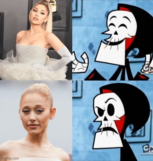 WHAT IN THE WICKED... | image tagged in ariana grande,wicked,the grim adventures of billy and mandy,billy and mandy,memes,shitpost | made w/ Imgflip meme maker