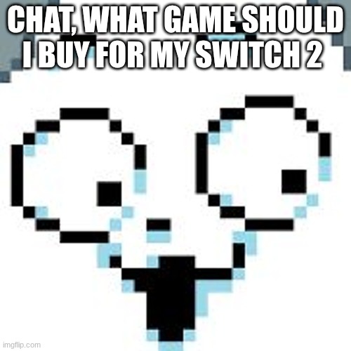 tEMMIE  | CHAT, WHAT GAME SHOULD I BUY FOR MY SWITCH 2 | image tagged in temmie | made w/ Imgflip meme maker