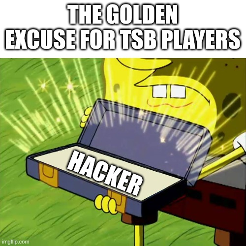 Old Reliable | THE GOLDEN EXCUSE FOR TSB PLAYERS; HACKER | image tagged in old reliable,roblox,accurate | made w/ Imgflip meme maker