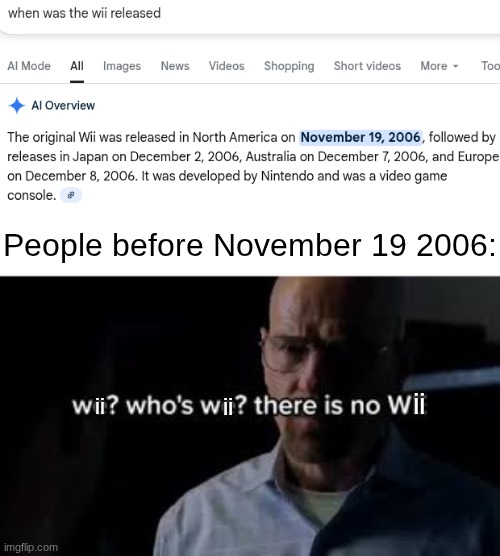 Wii? Who's Wii? There is no Wii. | People before November 19 2006:; ii; ii; ii | image tagged in we who's we there is no we | made w/ Imgflip meme maker