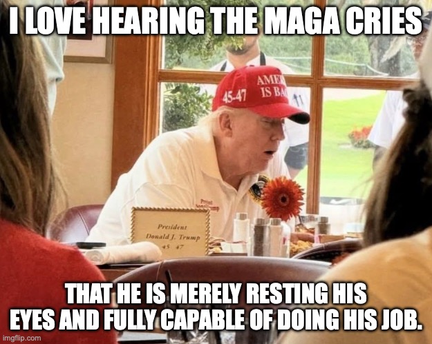 The photo of Biden from that same day shows him quite alert and focused | I LOVE HEARING THE MAGA CRIES; THAT HE IS MERELY RESTING HIS EYES AND FULLY CAPABLE OF DOING HIS JOB. | image tagged in donald trump drool cup,elderly,trump unfit unqualified dangerous,retirement,lame | made w/ Imgflip meme maker