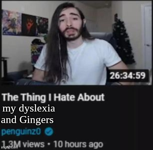 The Thing I Hate About ___ | my dyslexia and Gingers | image tagged in the thing i hate about ___ | made w/ Imgflip meme maker
