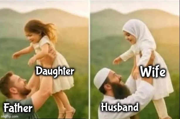 What Democrats are voting for | Wife; Daughter; Husband; Father | image tagged in families,know the difference,why can't you just be normal,p is for,leave them kids alone,sharia law | made w/ Imgflip meme maker