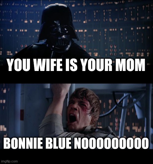 Star Wars No Meme | YOU WIFE IS YOUR MOM; BONNIE BLUE NOOOOOOOOO | image tagged in memes,star wars no | made w/ Imgflip meme maker