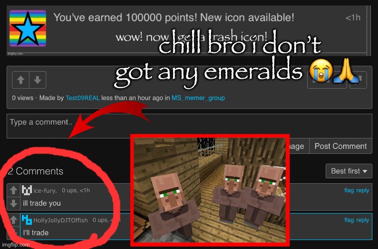chill bro i don’t got any emeralds 😭🙏 | made w/ Imgflip meme maker