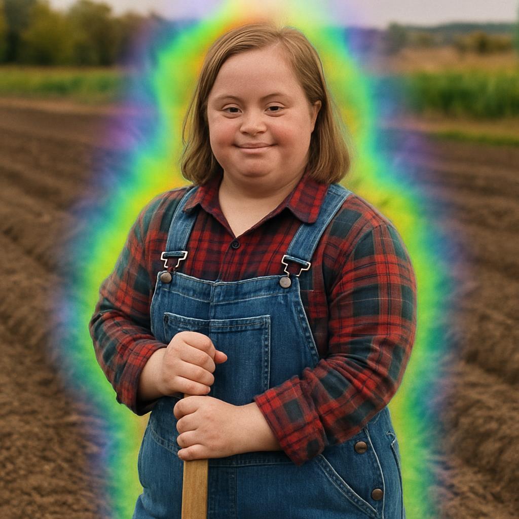 Down syndrome lady aura farming meme Blank Meme Template