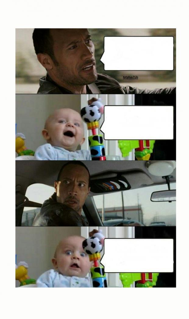 scared baby meme the rock