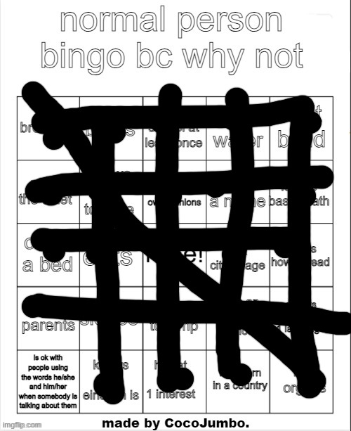 normal person bingo hehehe | image tagged in normal person bingo hehehe | made w/ Imgflip meme maker
