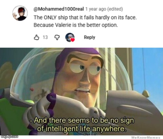 Grey ghost shipper | image tagged in buzz lightyear no intelligent life,danny phantom,nickelodeon | made w/ Imgflip meme maker