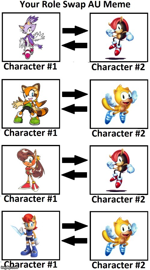 Mighty and Ray Role Swap AU (Updated) | image tagged in update,ray the flying squirrel,blaze the cat,marine the raccoon,sally acorn,mighty the armadillo | made w/ Imgflip meme maker