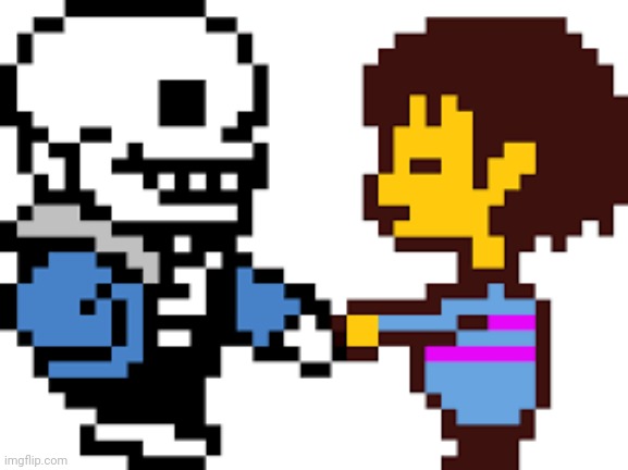 Sans And Frisk handshake | image tagged in sans and frisk handshake | made w/ Imgflip meme maker