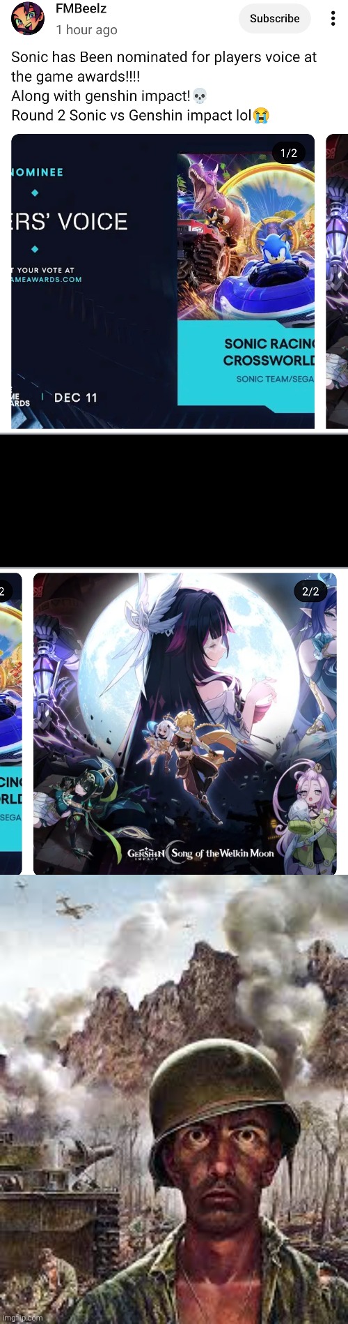 Me to those fandom:"Do not do it!" | image tagged in thousand yard stare,genshin impact,sonic | made w/ Imgflip meme maker