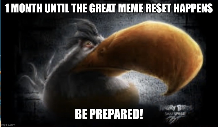 The great meme reset | 1 MONTH UNTIL THE GREAT MEME RESET HAPPENS; BE PREPARED! | image tagged in realistic mighty eagle | made w/ Imgflip meme maker