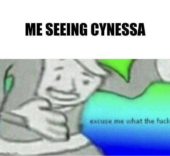 ME SEEING CYNESSA | image tagged in excuse me wtf blank template | made w/ Imgflip meme maker