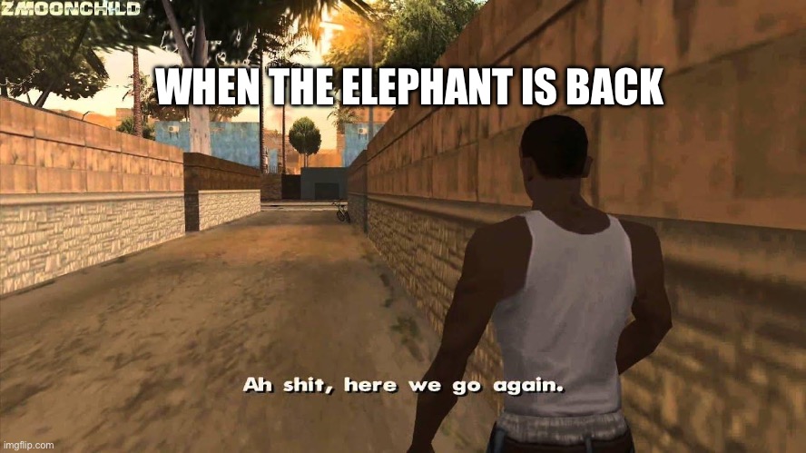 You commented that twice | WHEN THE ELEPHANT IS BACK | image tagged in here we go again | made w/ Imgflip meme maker