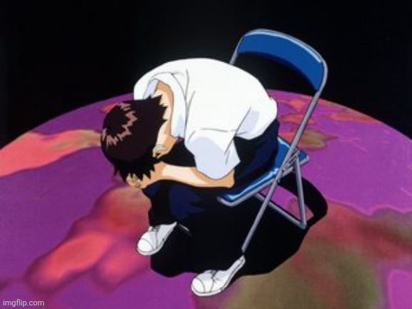 Yall are DOWN BAD | image tagged in shinji chair | made w/ Imgflip meme maker