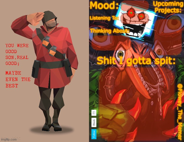 tribute to flowey the memer | image tagged in soldier you were real good son maybe even the best,flowey_the_memer new announcement template | made w/ Imgflip meme maker