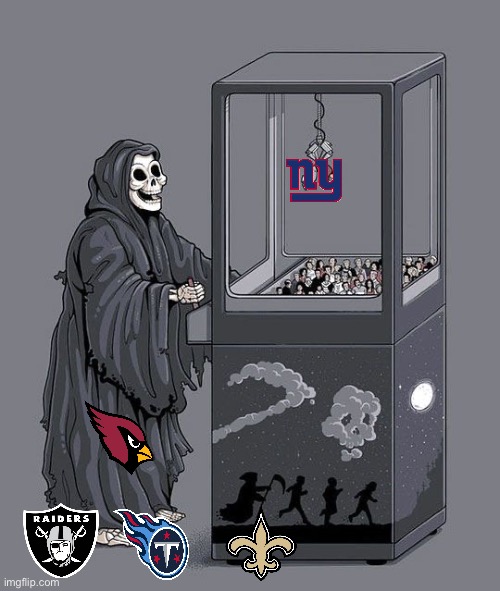 These teams eliminated from playoffs. Are the Chiefs in here? | image tagged in grim reaper claw machine,eliminated,playoffs | made w/ Imgflip meme maker