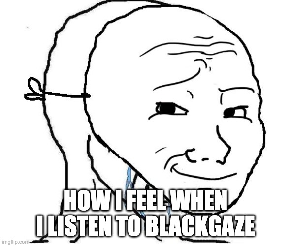 I cry on the inside but it's still so good | HOW I FEEL WHEN I LISTEN TO BLACKGAZE | image tagged in crying inside,memes,funny,blackgaze,metal | made w/ Imgflip meme maker