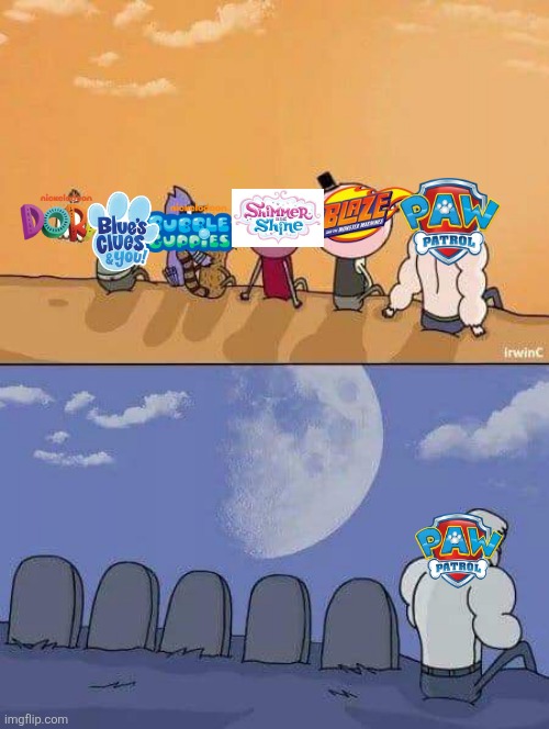 Just Paw Patrol left... | image tagged in regular show graves,memes,funny,paw patrol,tv shows | made w/ Imgflip meme maker